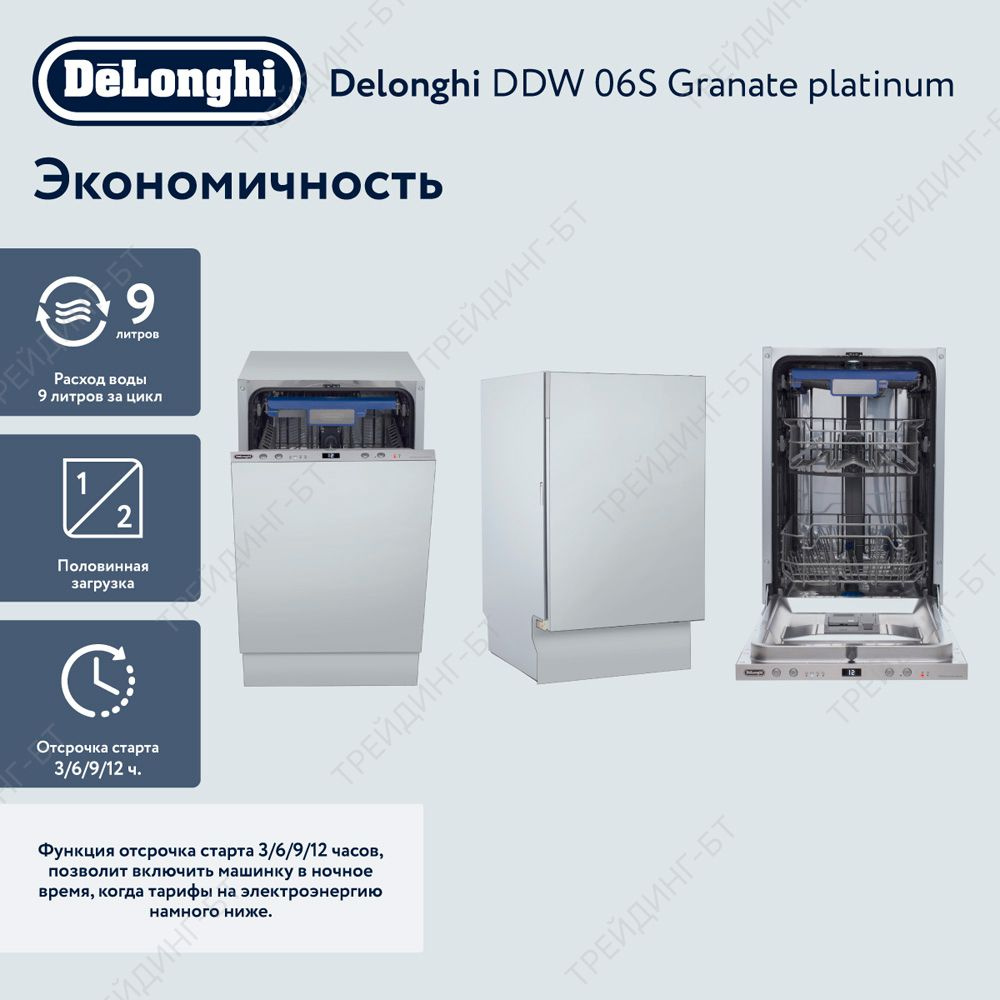 DeLonghi Встраиваемая посудомоечная машина DDW06S Granate platinum, серый