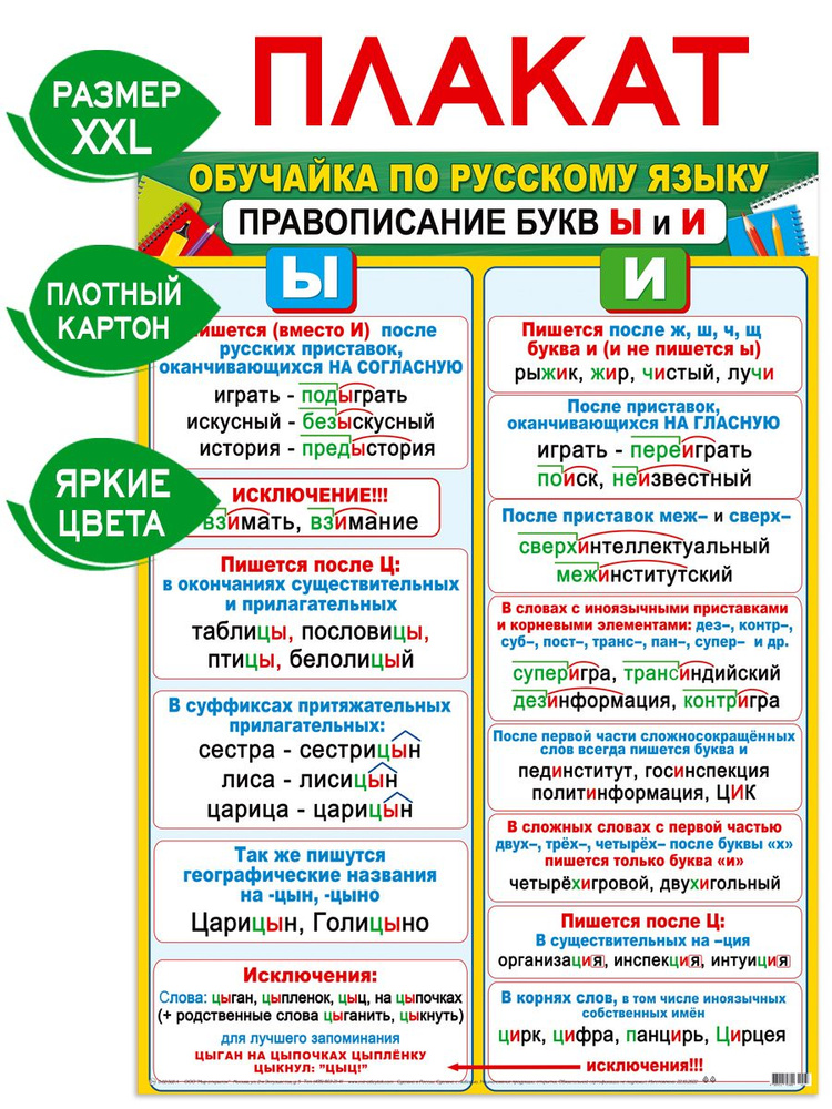 Набор обучающих плакатов по русскому языку в тубусе