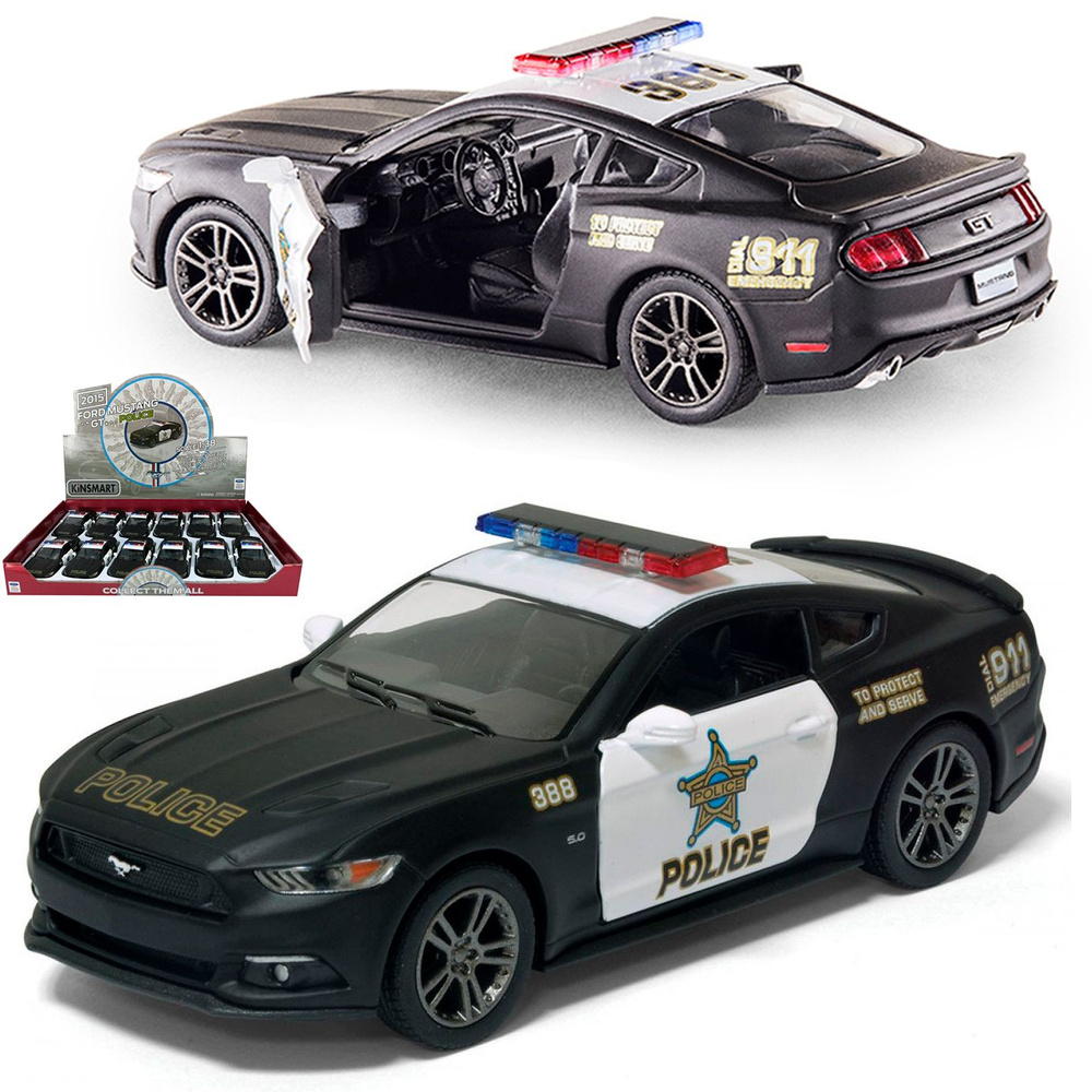 Металлическая машинка игрушка 1:38 2015 Ford Mustang GT Police (Форд Мустанг  Полицейский) инерционная / Черный - купить с доставкой по выгодным ценам в  интернет-магазине OZON (695086250)