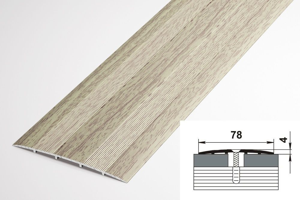Порог напольный стыкоперекрывающий одноуровневый 78x4 мм, длина 900мм, профиль-порожек алюминиевый Лука #1