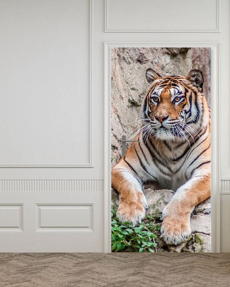 Фотообои на двери HARMONY Decor HDD-179 Отдыхающий тигр, 97 х 202 см, самоклеющиеся  #1