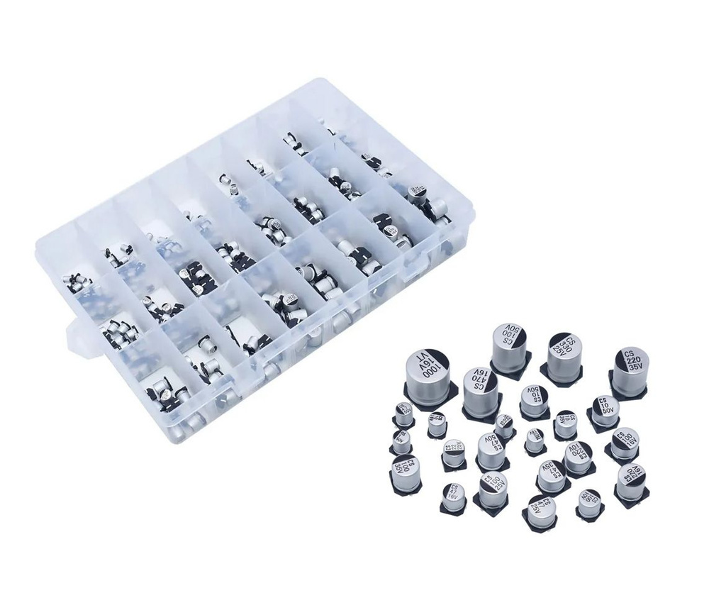 SMD 1-1000 мкФ 6.3-50В Конденсатор электролитический (набор из 400 шт ...