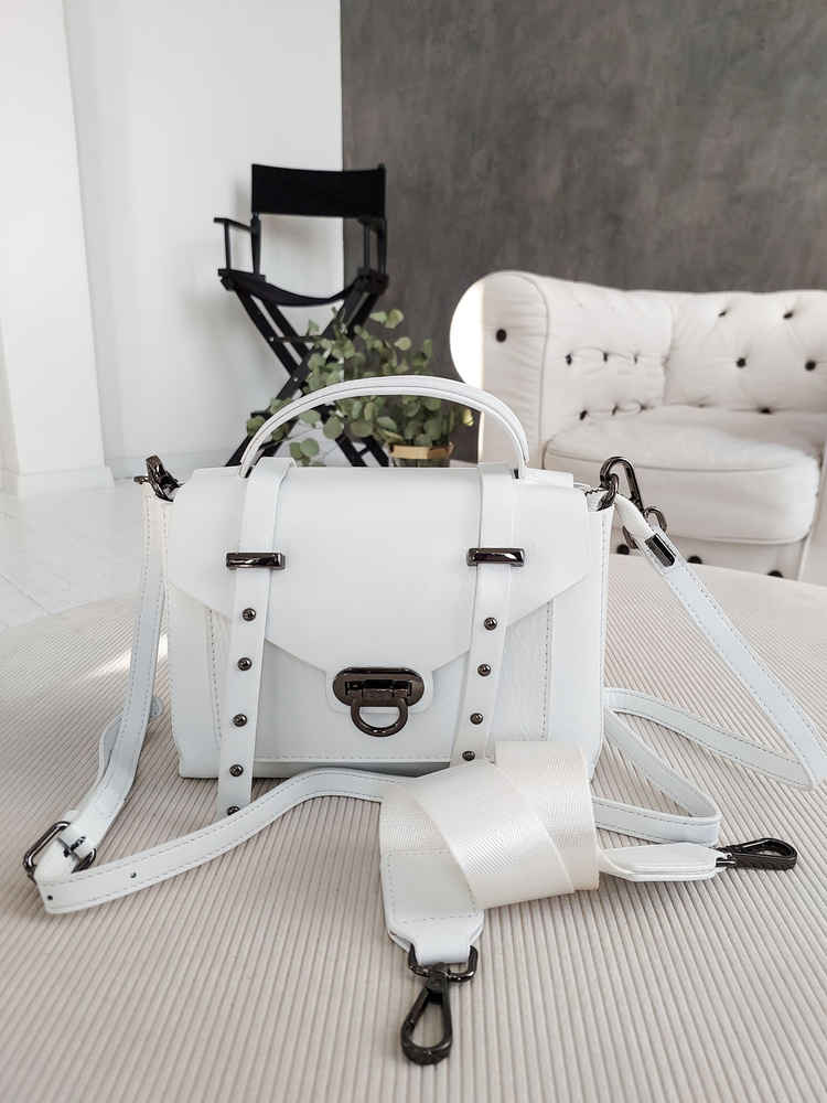 Сумка женская белая Dakkotta ,натуральная кожа ,кроссбоди ,с двумя ...