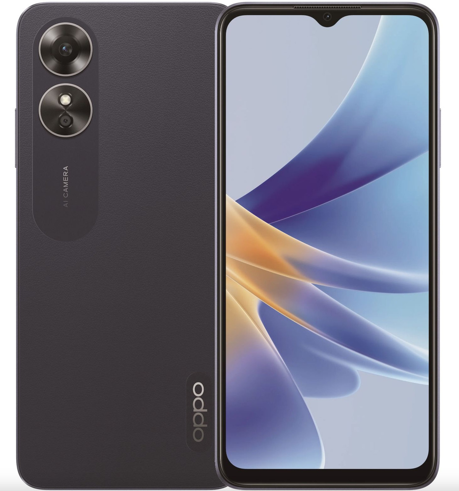 OPPO Смартфон A17 4/64 ГБ, черный