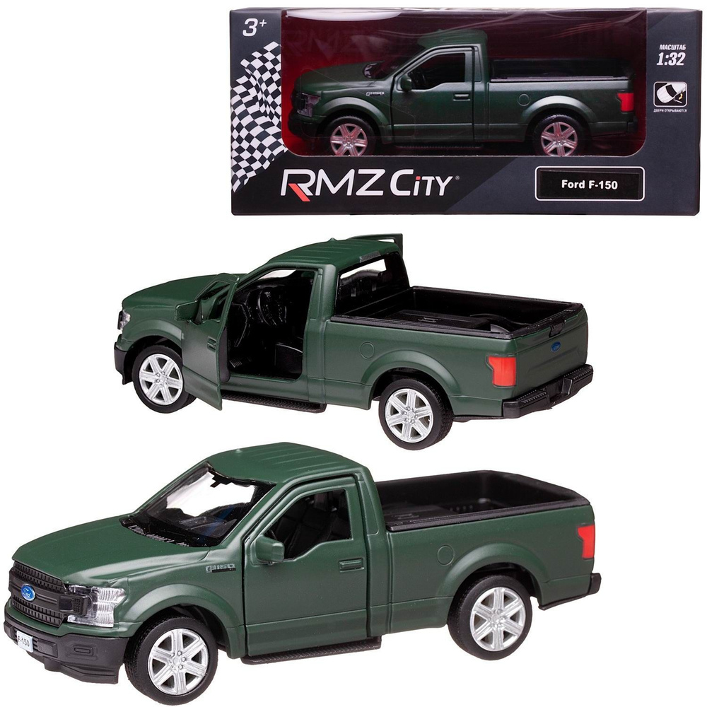 Машина металлическая RMZ City 1:32 Ford F150 2018, зеленый матовый цвет,  двери открываются - купить с доставкой по выгодным ценам в  интернет-магазине OZON (859874365)