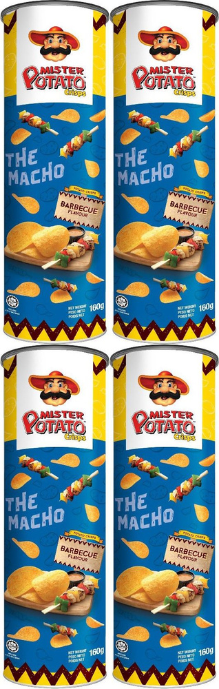 Чипсы картофельные Mamee Mr Potato барбекю, комплект: 4 упаковки по 160 г  #1