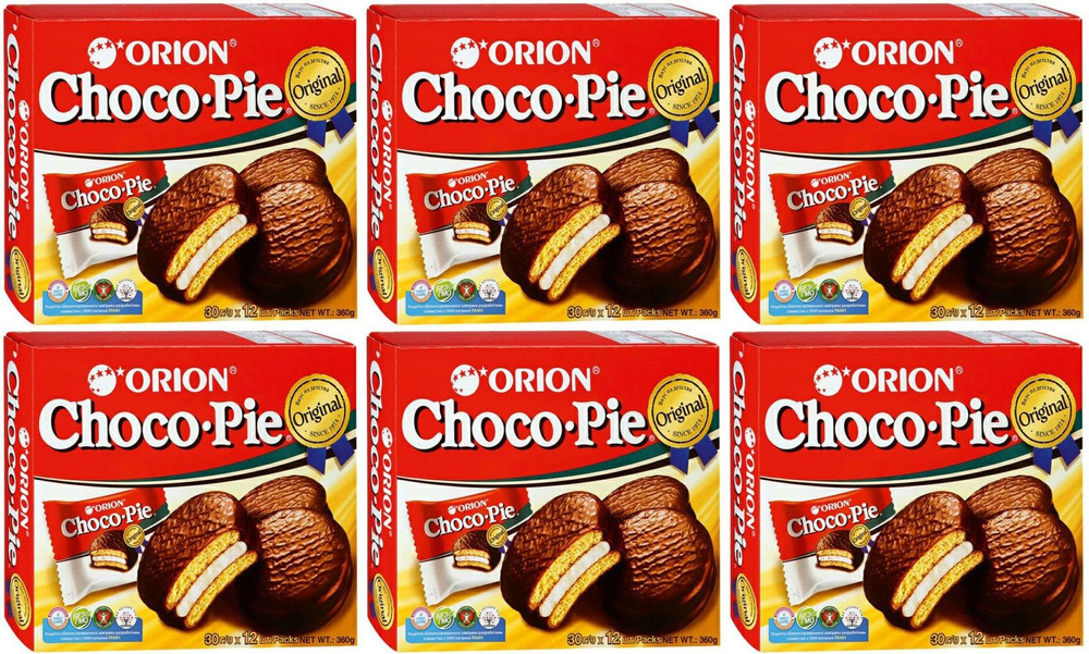 Пирожное Orion Choco Pie бисквитное 30 г х 12 шт, комплект: 6 упаковок ...