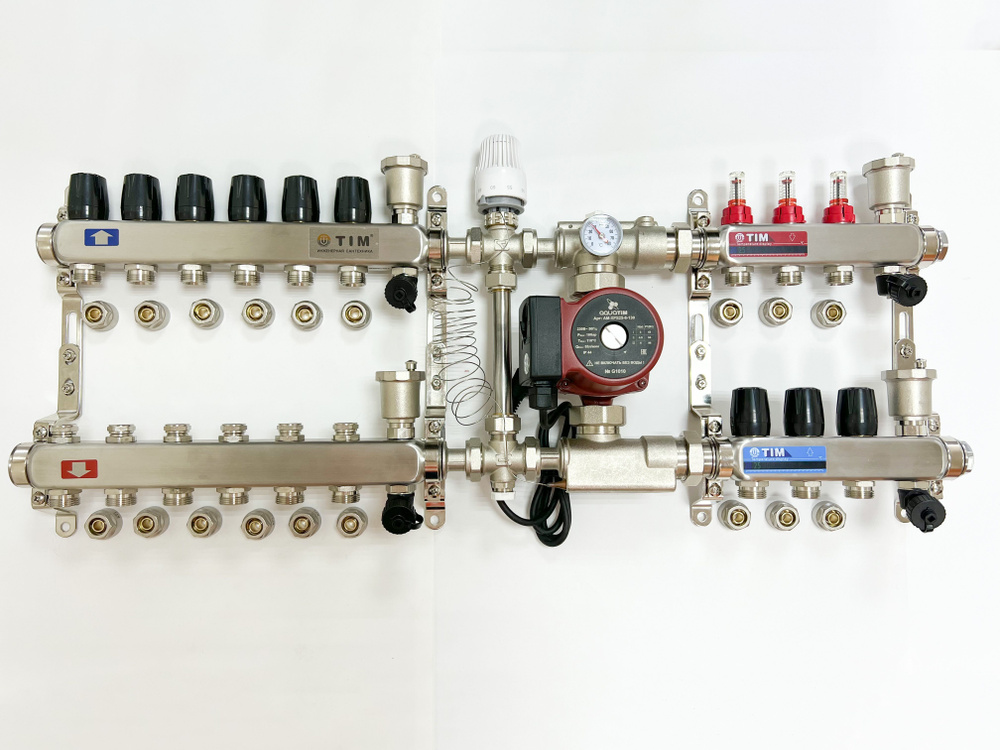 Комплект для подключения тёплого водяного пола на 3 выхода и радиаторов отопления 6 шт  #1