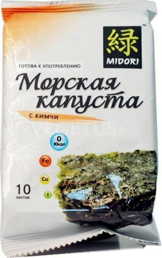 Морская капуста Midori сушеная листы с кимчи 5 г - купить с доставкой ...