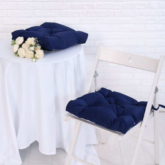 Набор подушек для стула непромокаемых 40х40см 2 шт, цвет т-синий, файберфлекс, грета 20%, пэ  #1