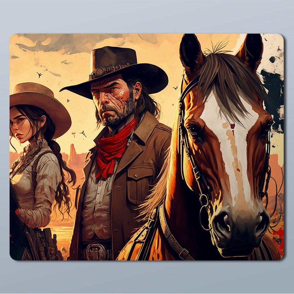 Коврик для мыши с принтом игра Red Dead Redmption (Артур Морган, Вестерн,  ковбои PS, PC) - 11780