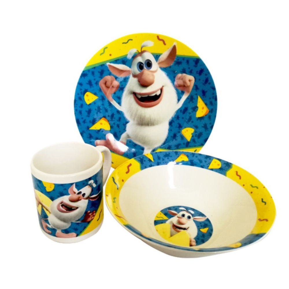 Набор детской посуды керамический, 3 предмета, кружка, салатник, тарелка, в подарочной упаковке, Буба #1