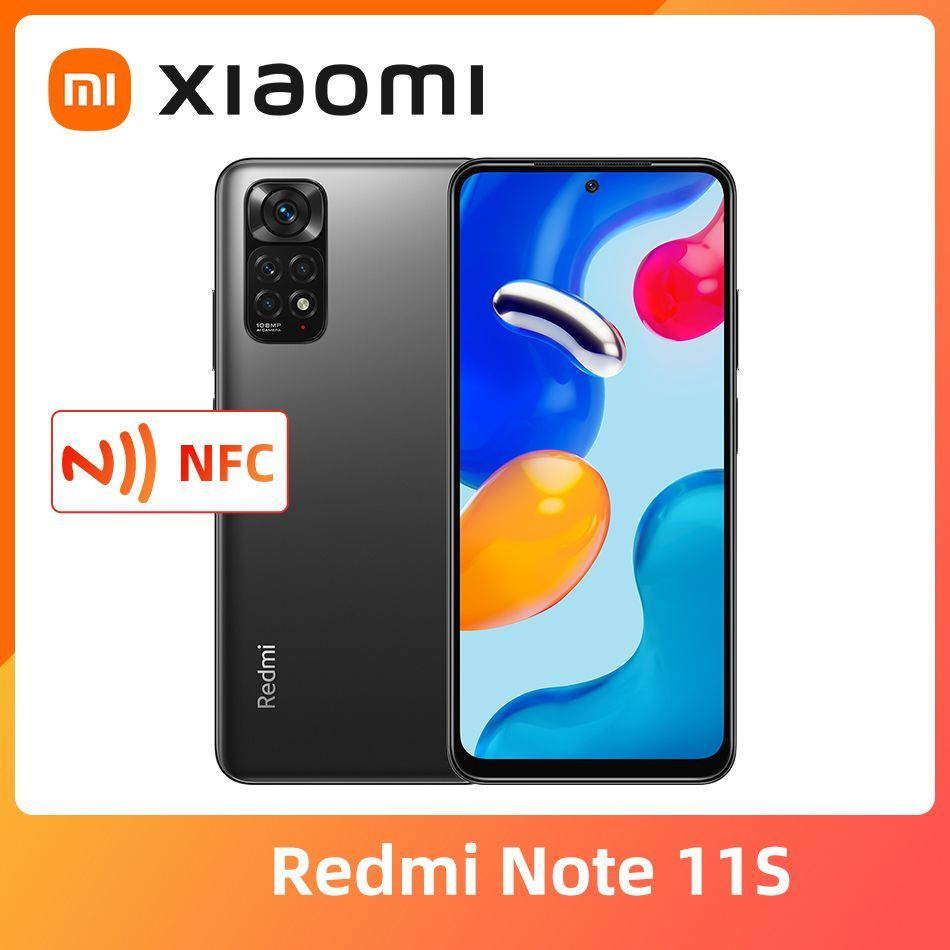 Xiaomi Смартфон Глобальная версия Xiaomi Redmi Note 11S NFC поддерживает  русский язык 6/128 ГБ, серый