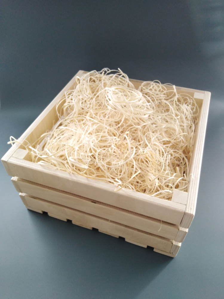Наполнитель "Декоративный" древесный (древесная шерсть), 100 гр, в подарочном деревянном ящике  #1