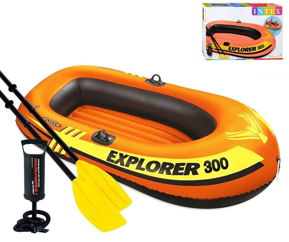 Надувная лодка Explorer-200-Set двухместная 185*94*41 см + насос и весла -  купить по выгодной цене в интернет-магазине OZON (1002756713)