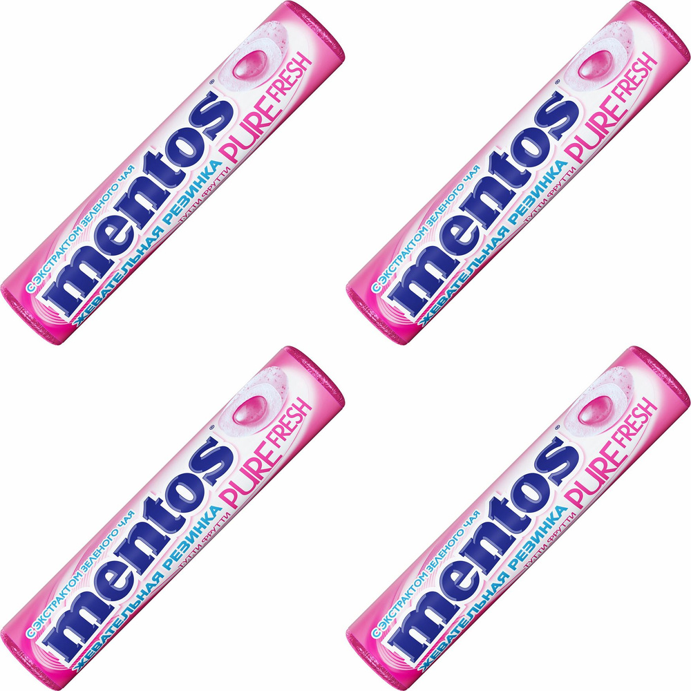 Жевательная резинка Mentos Pure Fresh Тутти Фрутти 15,5 г, комплект: 4 шт.  - купить с доставкой по выгодным ценам в интернет-магазине OZON (1004214599)