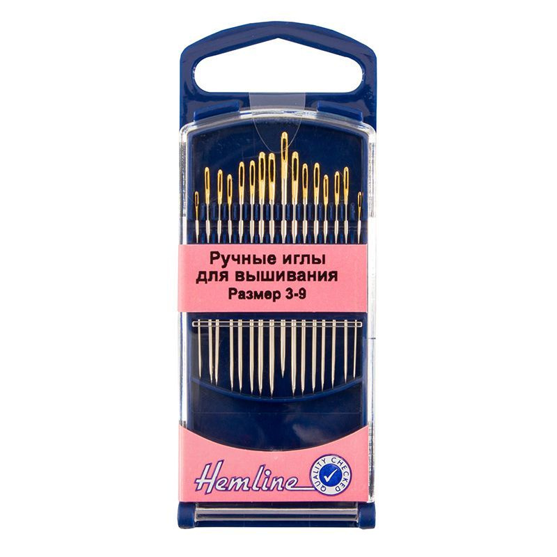 Иглы ручные HEMLINE 280G.39 для вышивания золотое ушко с острым ...