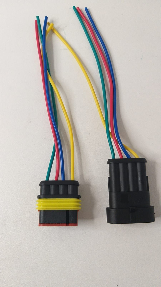 Разъем герметичный штекер-гнездо, колодка с проводами 4 контакта ...