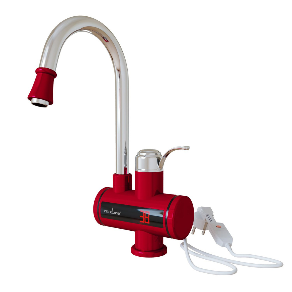 Смеситель-водонагреватель проточного типа WH-003 RED (3,3 кВт, УЗО, кухня, индикатор темп) MIXLINE #1