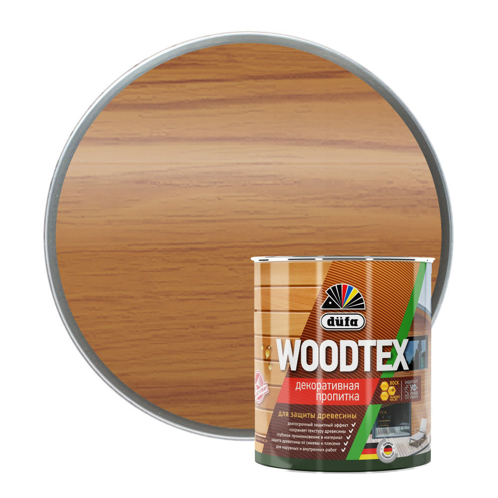 Пропитка декоративная для защиты древесины алкидная Dufa WOODTEX тик 0,9 л  #1
