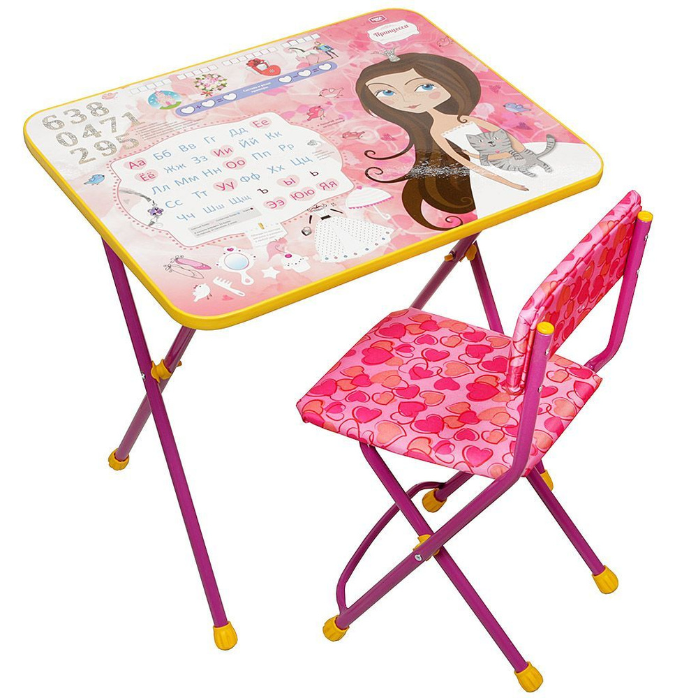 Мебель детская Nika, стол+стул мягкая, Принцесса, металл, пластик  #1