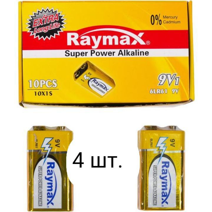 Батарейка Крона RAYMAX super power alkaline 6LR61/1604A 9V - купить с ...