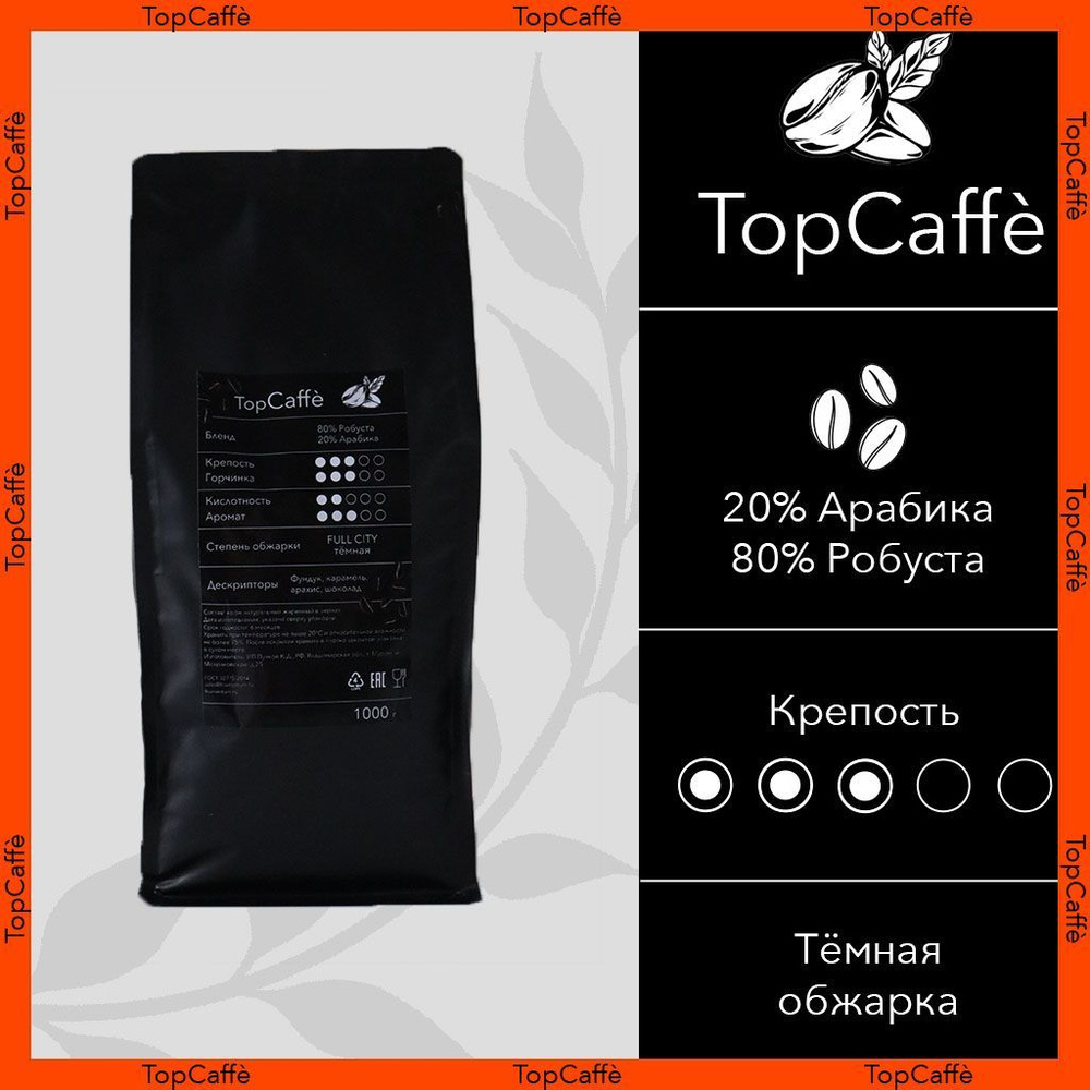 Кофе в зернах свежей обжарки TopCaffe Бленд Арабика Робуста 1кг. Для дома и  офиса. - купить с доставкой по выгодным ценам в интернет-магазине OZON  (1048746817)