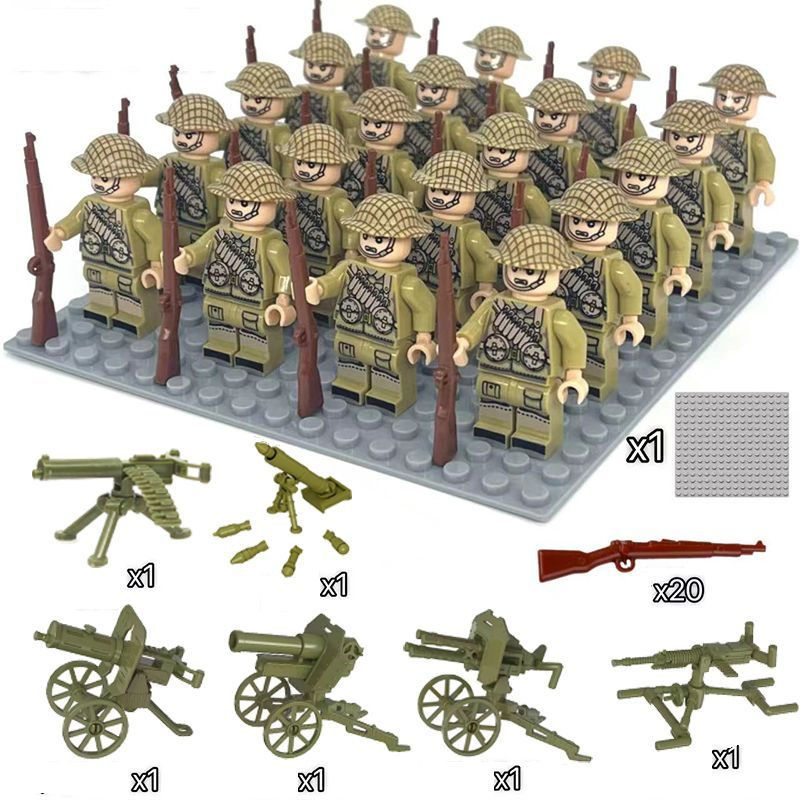 Конструкторы Второй мировой войны / Военные минифигурки / Британские солдаты Советской Армии с тяжелым #1