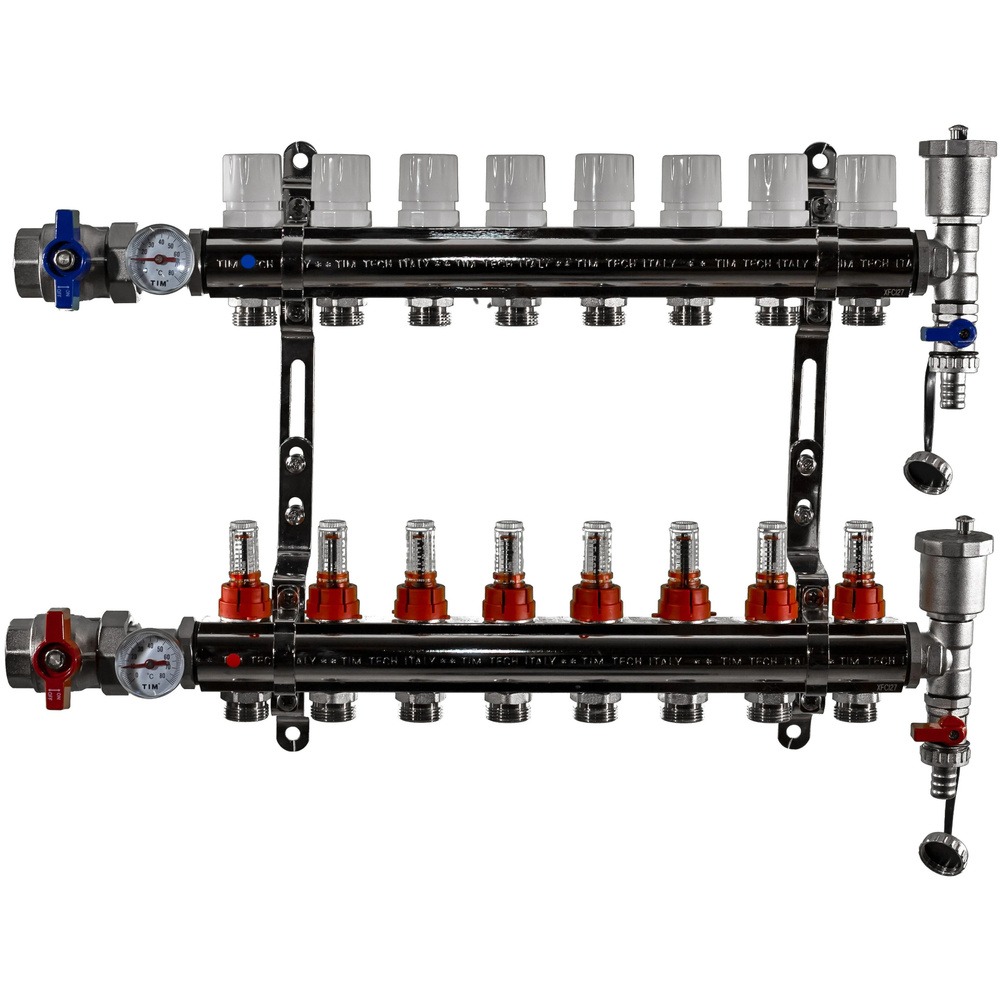 Коллекторная группа с расходомер 1х3/4 8-контур TIM KA008 (латунь)  #1