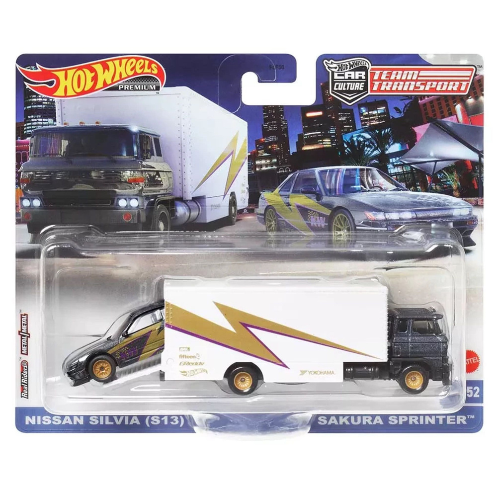 HKF41 Машинка металлическая игрушка Hot Wheels Premium Car Culture  коллекционная модель премиальная Team Transport Nissan Silvia & Sakura  Sprinter