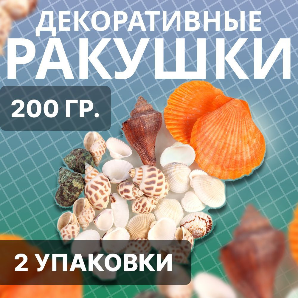 Декоративные ракушки цветные для поделок 200 гр.