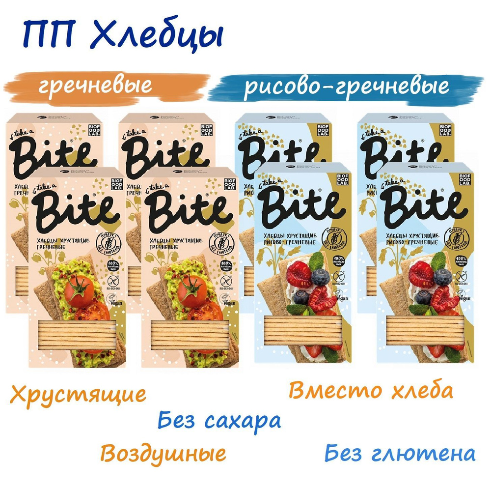 8шт КОРОБКА ХЛЕБЦЕВ Рисово-гречневые 4 х 150г и Гречневые 4 х 150г / без глютена / вместо хлеба  #1