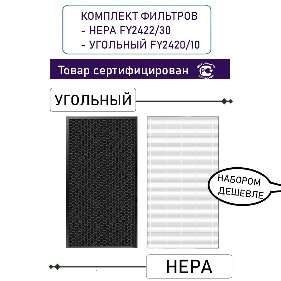 Комплект фильтров для очистителя воздуха: HEPA FY2422 /30 и угольный ...