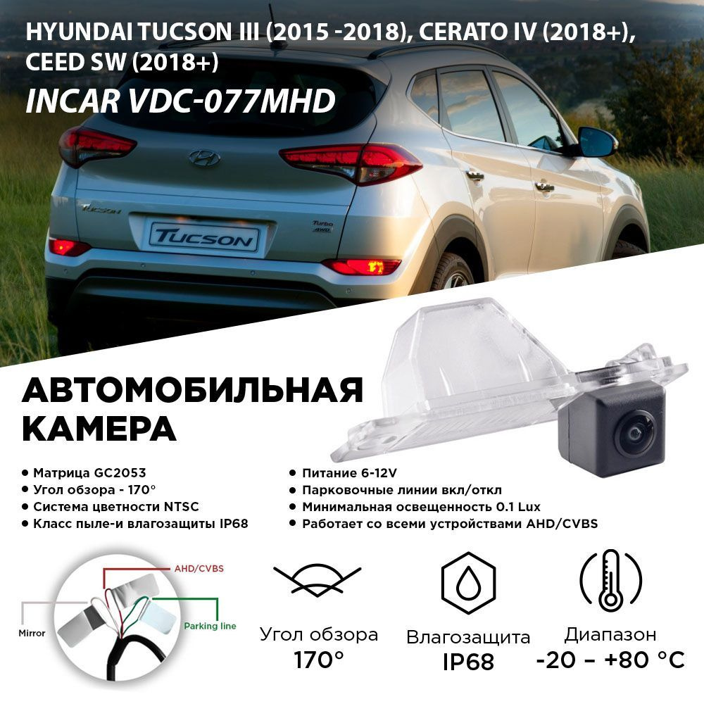 Камера заднего вида InCar VDC-077_AHD/CVBS_88845 купить по выгодной цене в  интернет-магазине OZON (1178408855)