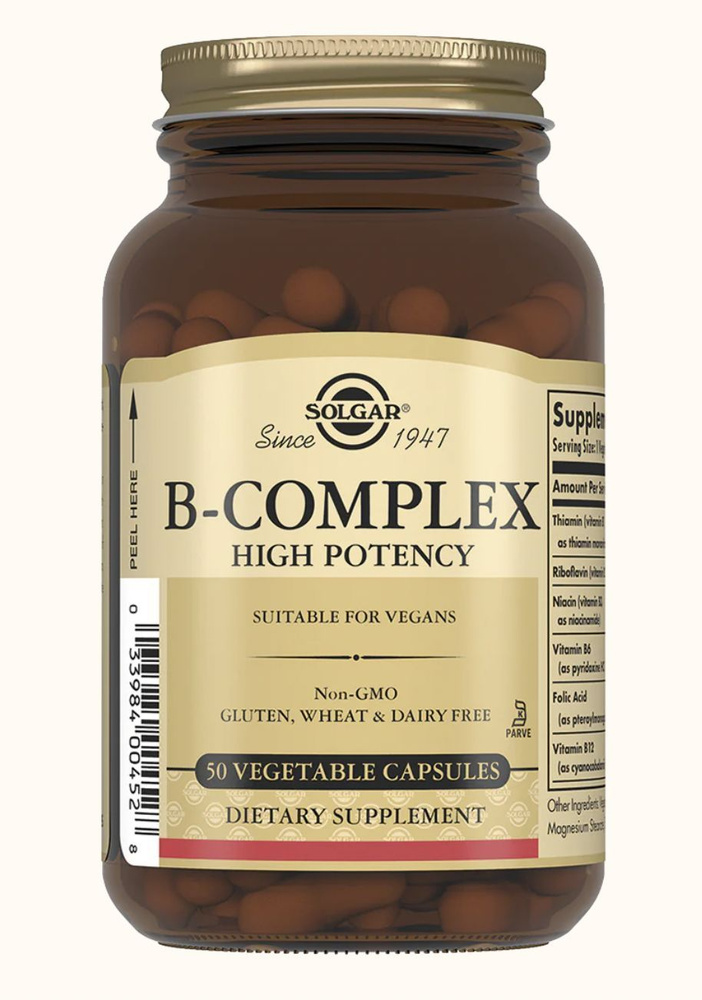 SOLGAR B-Complex Vegetable Capsules 330 мг - 50 Caps/ Солгар B-комплекс ...