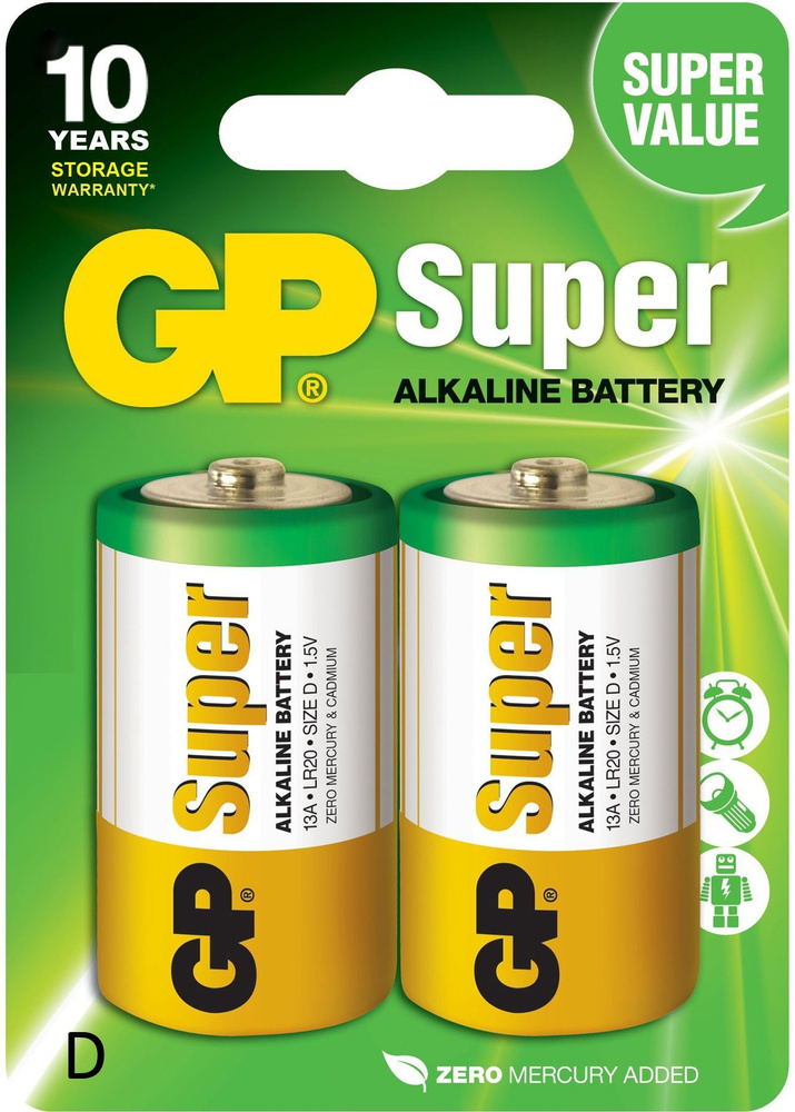 Батарейка GP LR20 / D SUPER Alkaline - 2 шт. #1