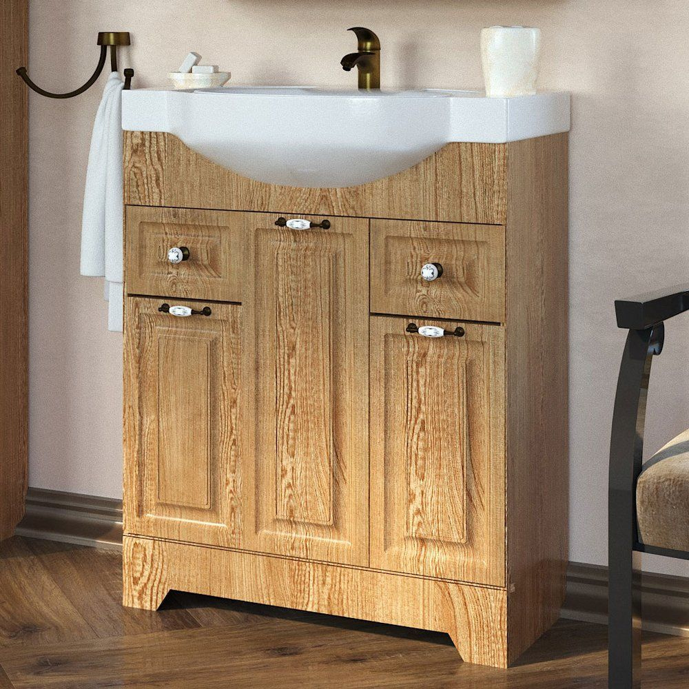 Тумба с раковиной Stella Polar Кармела напольная, 76 см, из МДФ, из ...