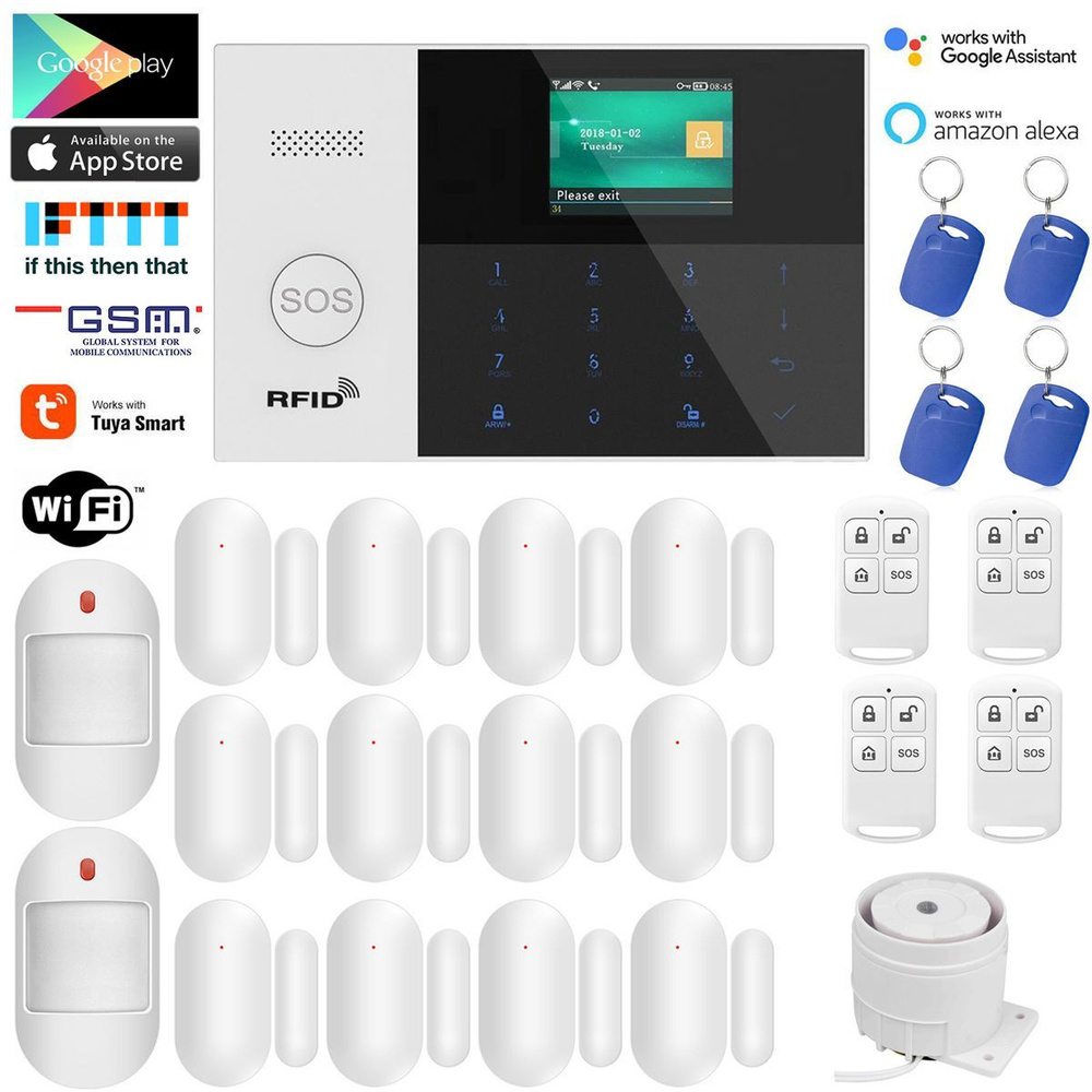 KEEPWORLD Беспроводная домашняя система охранной сигнализации Wi-Fi GSM ...