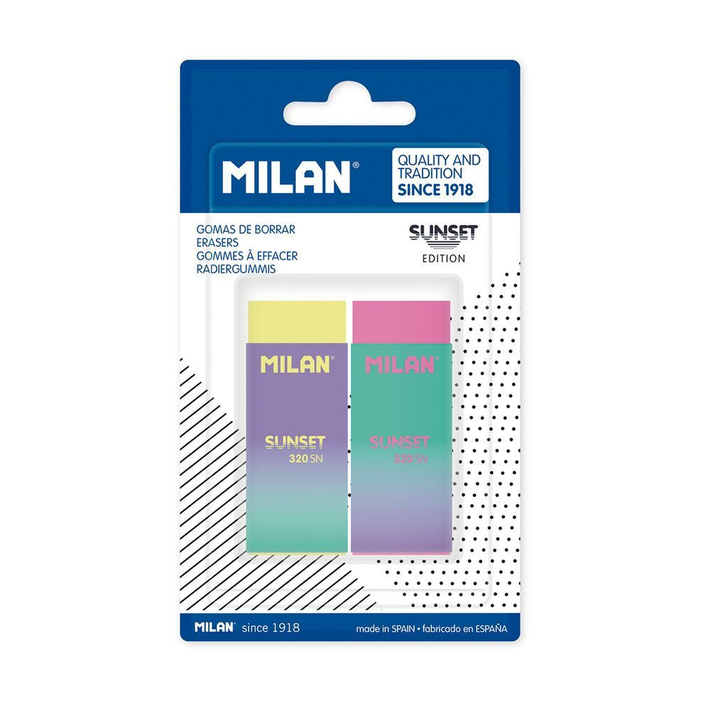 Набор ластиков Milan "Sunset 320", 6,1х2,3х1,2 см, 2 шт, в блистере #1