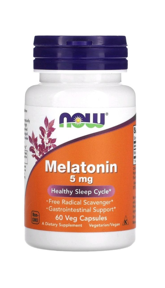 Now Melatonin Мелатонин 5мг - 60 растительных капсул - купить с ...