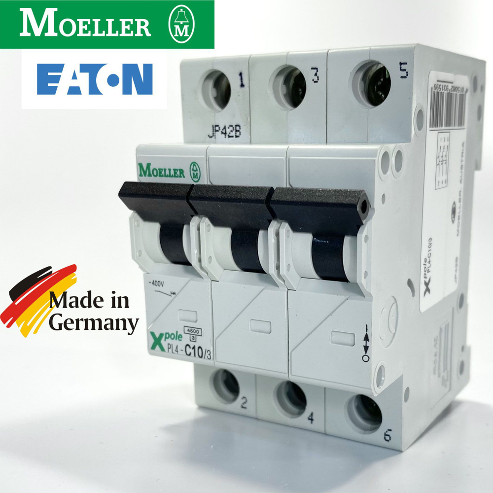 Автоматический выключатель EATON-Moeller 3P 10А 4,5кА тип C 293159 PL4 ...