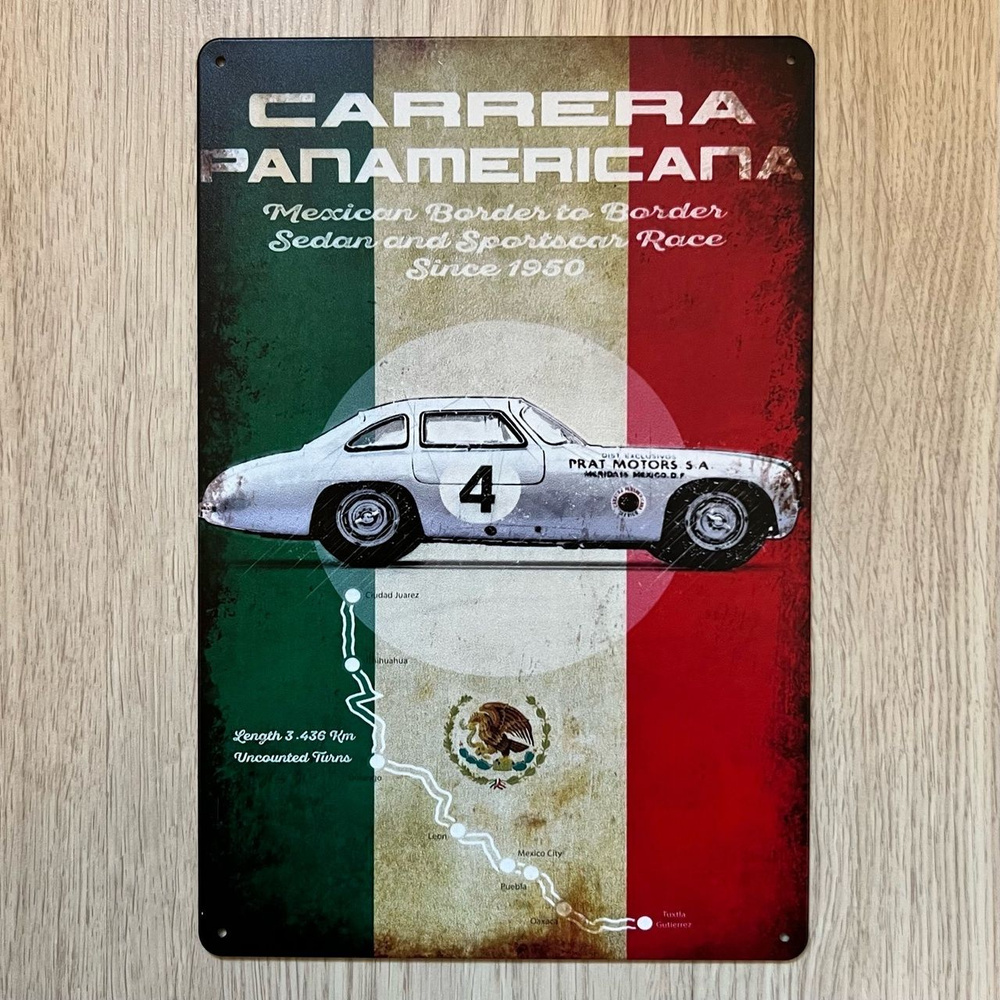 Табличка металлическая интерьерная Carrera Panamericana #1