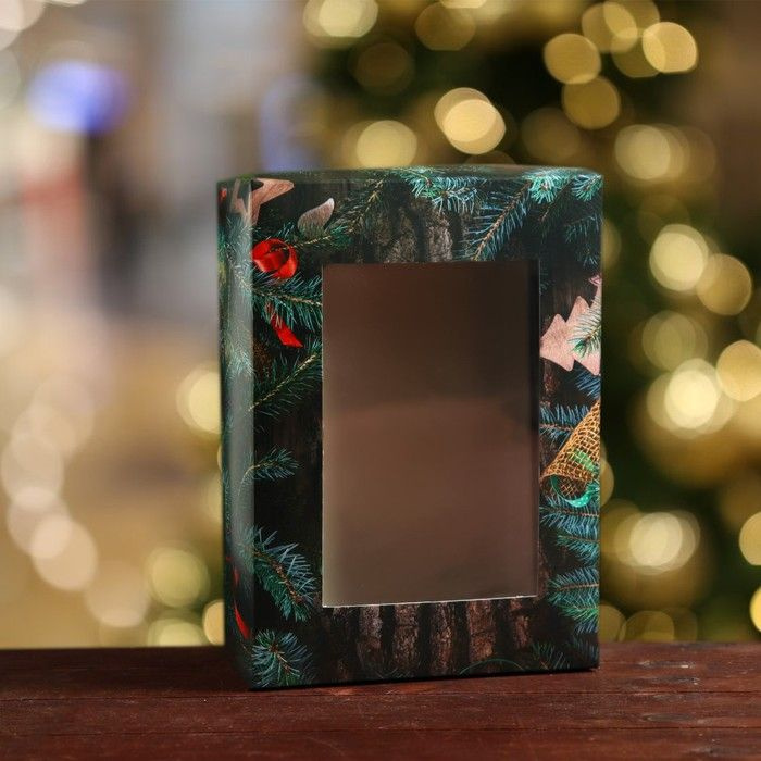 Подарочная коробка, с окном, сборная "Merry Christmas", 21 х 15 х 7 см  #1