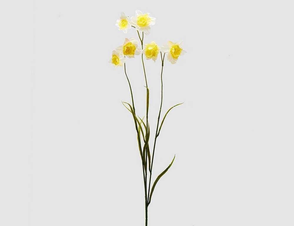 Декоративная ветка-цветок, бело-жёлтый, 80 см, EDG #1
