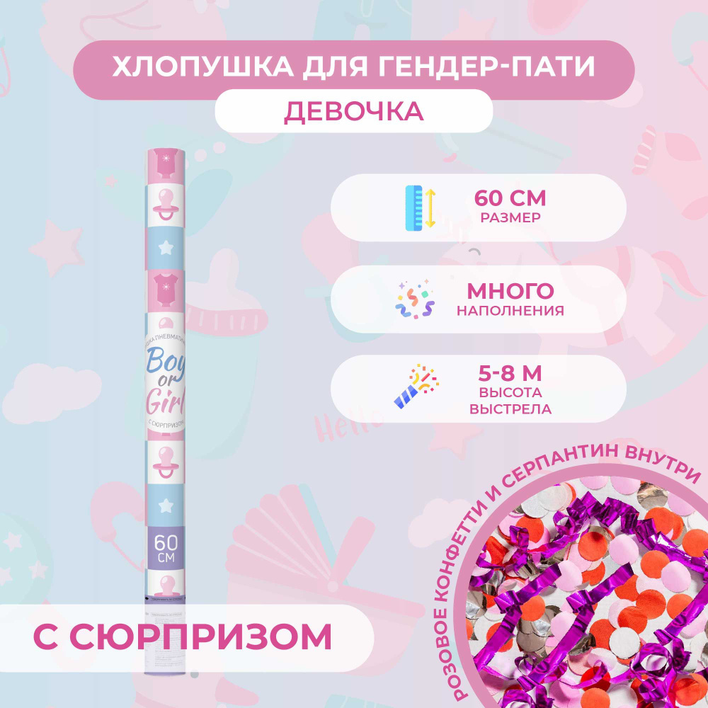 Хлопушка на праздник Partymania, Круглые, розовый цвет, Бумага, Фольга, 60  см купить по низкой цене с доставкой в интернет-магазине OZON (1279448775)