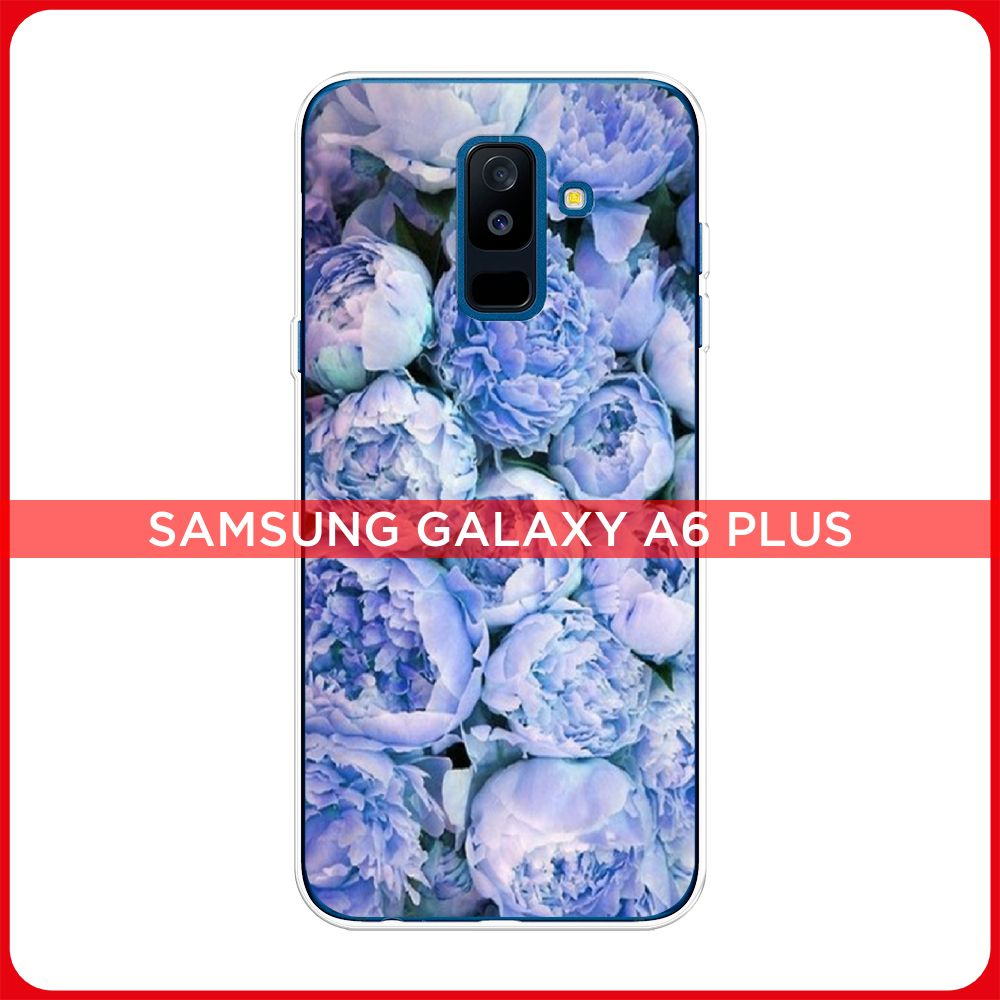 Силиконовый чехол на Samsung Galaxy A6 Plus / Самсунг A6 Plus Пионы голубые  - купить с доставкой по выгодным ценам в интернет-магазине OZON (182724365)