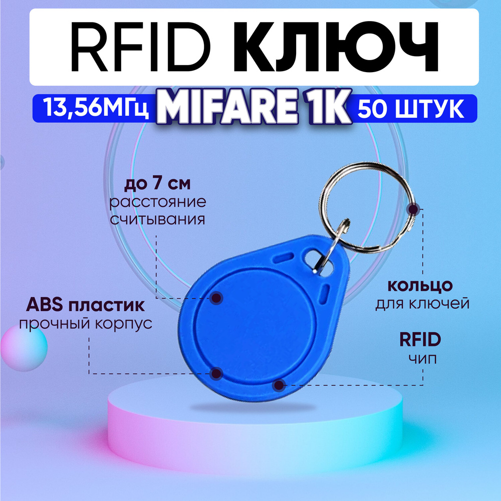 Ключ для домофона RFID MIFARE 1К 13.56 МГц, СИНИЙ, бесконтактный брелок  доступа для домофона (НЕПЕРЕЗАПИСЫВАЕМЫЙ, не подходит для создания  дубликата) / упаковка 50 шт - купить по выгодным ценам в интернет-магазине  OZON (1333483883)