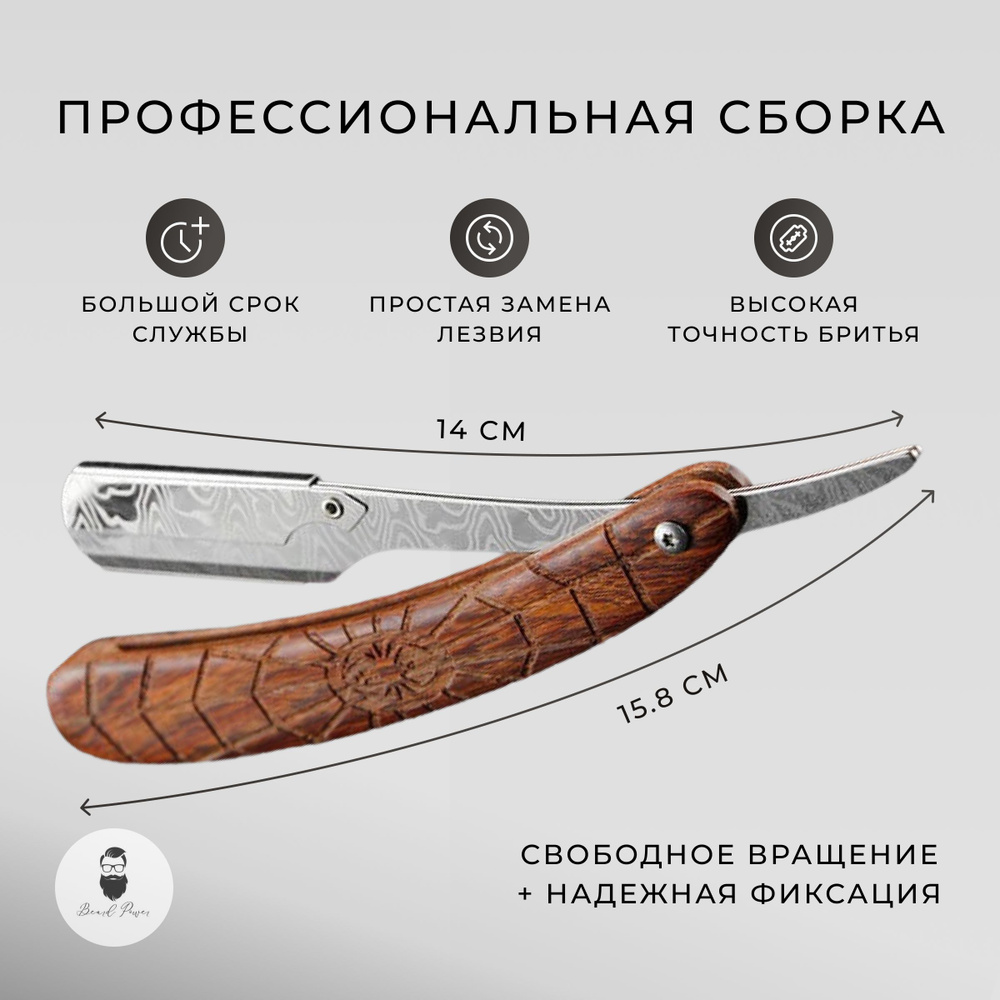 Опасная бритва для мужчин Beard Power со сменными лезвиями, Шаветт из ...