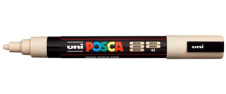 Маркер POSCA PC-5M, бежевый, 1.8 - 2.5 мм, пулевидный наконечник №45,  #1