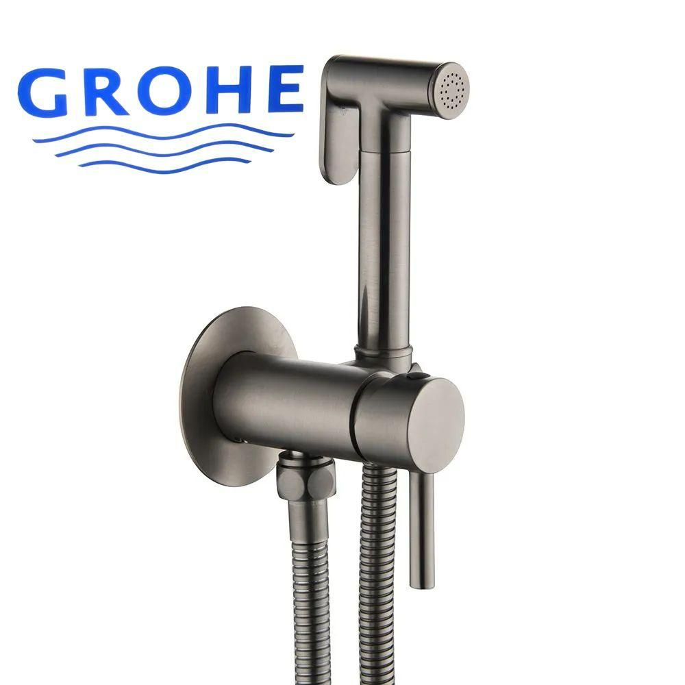 Встраиваемый смеситель для биде GROHE с гигиеническим душем, латунь, горячая/холодная вода, серый.  #1